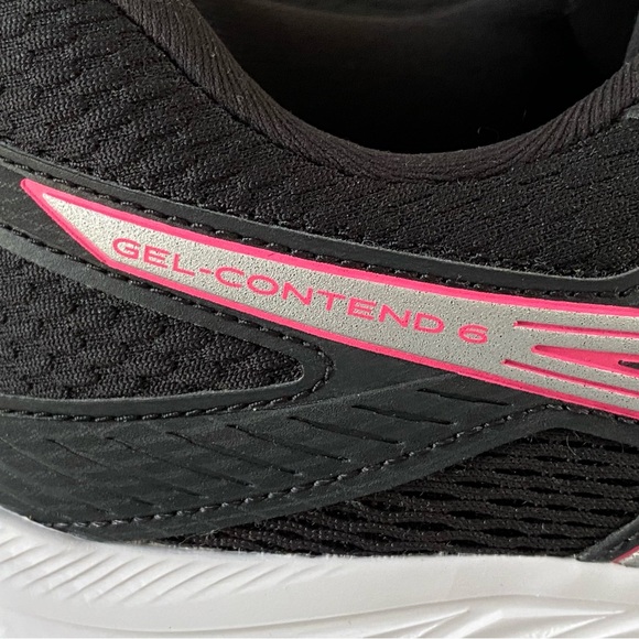 NEW Asics Womens 9.5 Gel Contend 6 Athletic Running Shoes 1012A571 Black Pink - Picture 2 of 8